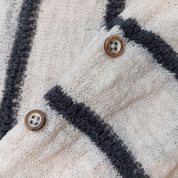 Habitat Clothes To Live In Sz S Striped Button Sleeve Cotton Knit Sweater - Picture 3 of 7